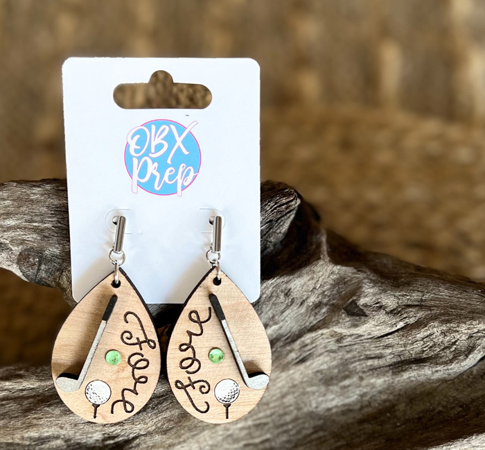 Handmade Wooden Golf Earrings – 3D Golf Club & Ball Design ⛳✨