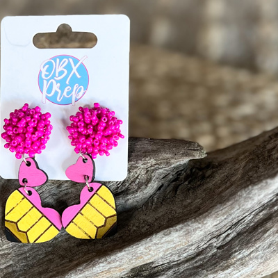 Handmade Pencil & Heart Dangle Earrings – Fun & Teacher-Approved! ✏️💕