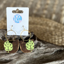  Handmade Hand-Painted Monstera Leaf Wood Earrings – Tropical & Chic! 🌿✨