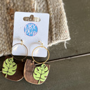  Handmade Hand-Painted Monstera Leaf Wood Earrings – Tropical & Chic! 🌿✨