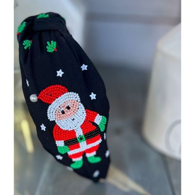 Santa Claus Christmas Seed Beaded Headband OBX Prep Exclusive