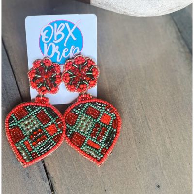 Christmas Ornament Seed Beaded Earrings