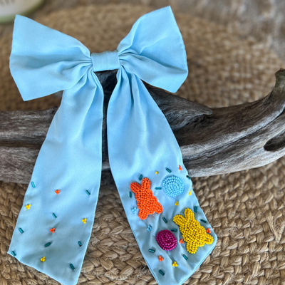 Handmade Easter Peeps Beaded Alligator Clip Hair Bow – Festive Spring Charm! 🐣🎀