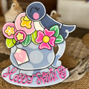  Bluebird Teacup Door Hanger – Hand Painted Floral Teacup Sign – OBX Handmade Spring Door Decor