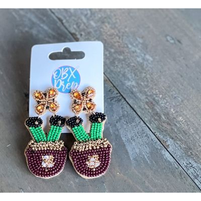 St. Patrick's Day Pot of Gold Seed Beaded Drop Earrings – Lucky & Festive! 🍀✨