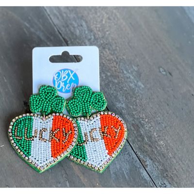 Irish Clover Lucky Seed Beaded Drop Earrings – Festive for St. Patrick’s Day! 🍀✨