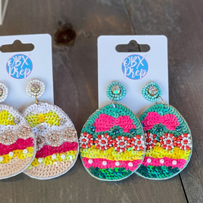 Easter Eggs Spring Dangle Sequin Earrings - Spring Previews