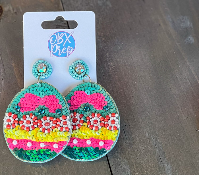 Easter Eggs Spring Dangle Sequin Earrings - Spring Previews