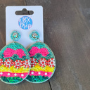 Blue, Yellow, Pink Easter Eggs Spring Dangle Sequin Earrings - Spring Previews