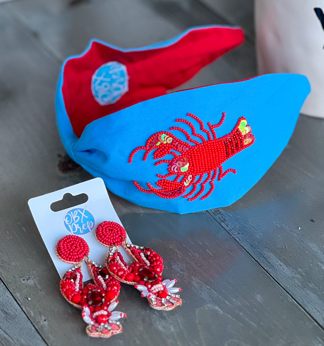 Lobster Seed Beaded Turban-Style Headband – Light Blue 