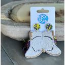  Mardi Gras Seed Beaded Boot Earrings with Tassels