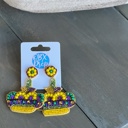  Mardi Gras Crown with Flourish Seed Bead Drop Earrings