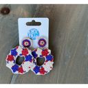  Patriotic Red White Stars Blue Seed Bead Dangle Earrings