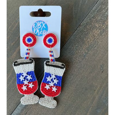 Patriotic Red White and Blue Cocktail Earrings