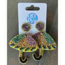  Mardi Gras Umbrella Handmade Dangle Seed beaded Earrings 