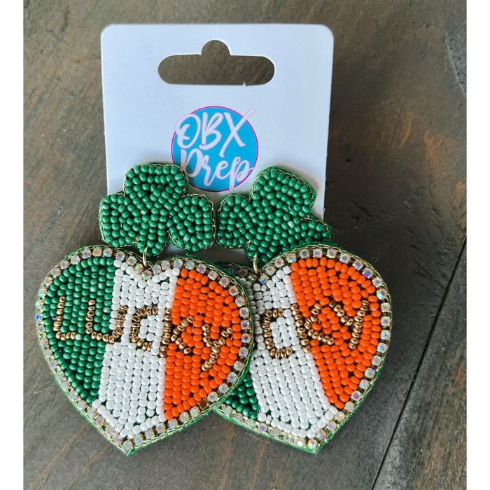 Irish Clover Lucky Seed Beaded Drop Earrings – Festive for St. Patrick’s Day! 🍀✨
