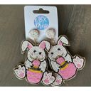  Easter Bunny with Egg Seed Beaded Dangle Earrings