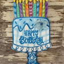  Hand-Painted Birthday Cake Door Hanger Sign – Preppy Plaid & Chinoiserie Style