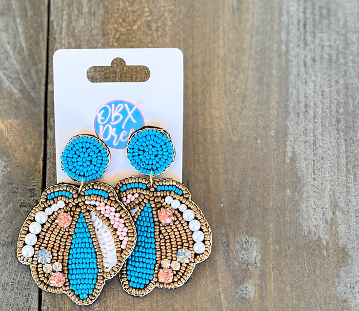 Seascape SeaShell Seed Bead & Pearl Drop Earrings