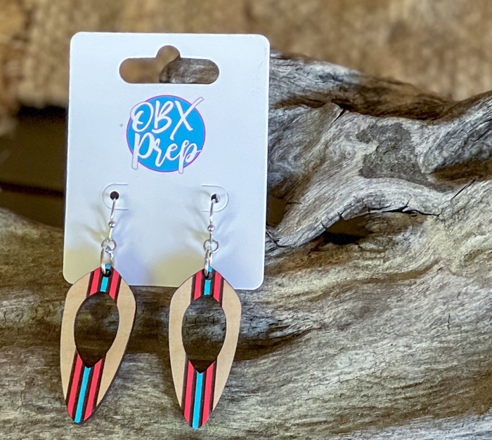 Hand Painted Patriotic Red, White & Blue Wood Earrings – Made in OBX