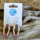  Hand Painted Patriotic Red, White & Blue Wood Earrings – Made in OBX