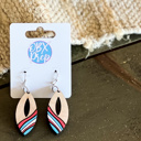  Hand Painted Patriotic Red, White & Blue Wood Earrings – Made in OBX