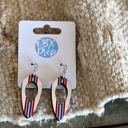  Hand Painted Patriotic Red, White & Blue Wood Earrings – Made in OBX