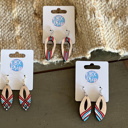  Hand Painted Patriotic Red, White & Blue Wood Earrings – Made in OBX