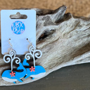  Whale of a Time Birch Wood Earrings – Hand Painted in the Outer Banks 🐳🌊🌸