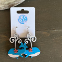  Whale of a Time Birch Wood Earrings – Hand Painted in the Outer Banks 🐳🌊🌸