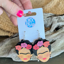  Frida Kahlo Hand-Painted Birch Wood Earrings – OBX Prep Exclusive