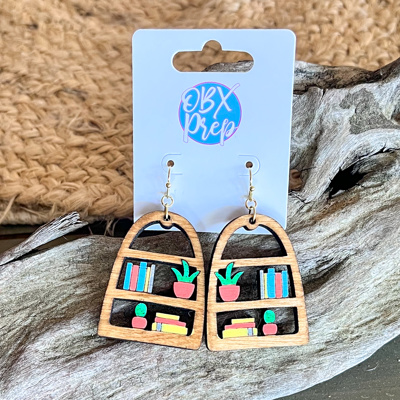 Hand-Painted Bookshelf Birch Earrings – OBX Made