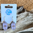  Lavender Crystal Engraved Floral Birch Wood Earrings – Handmade in OBX