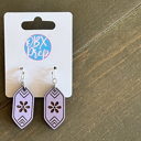  Lavender Crystal Engraved Floral Birch Wood Earrings – Handmade in OBX