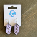  Lavender Crystal Engraved Floral Birch Wood Earrings – Handmade in OBX