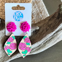   Hand-Painted Rose Diamond Earrings with Beaded Topper