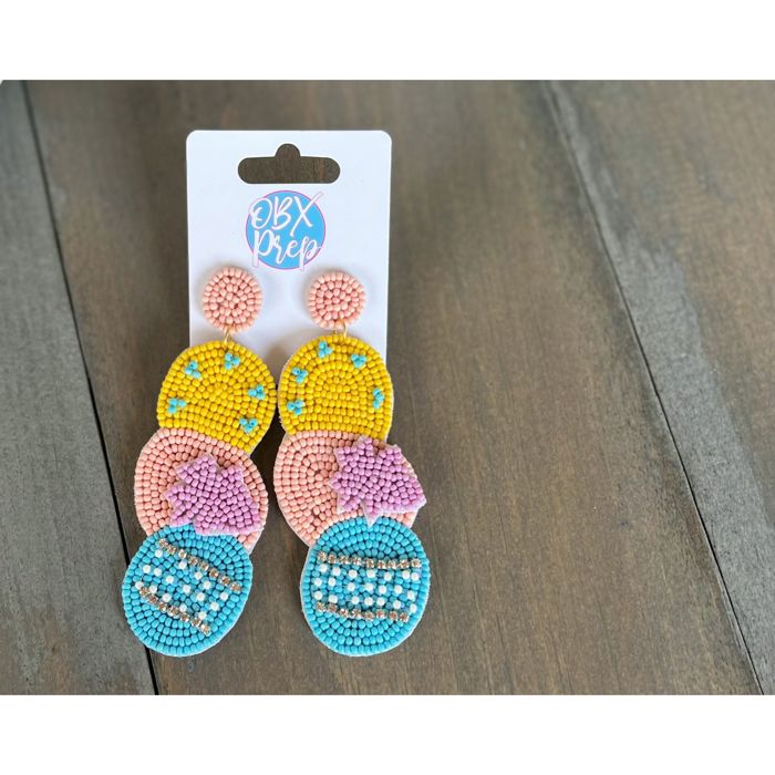 Easter Eggs Soft Pastel Seed Beaded Drop Earrings