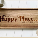  “Find Your Happy Place” Engraved Acacia Wood Tray – Handmade in the Outer Banks