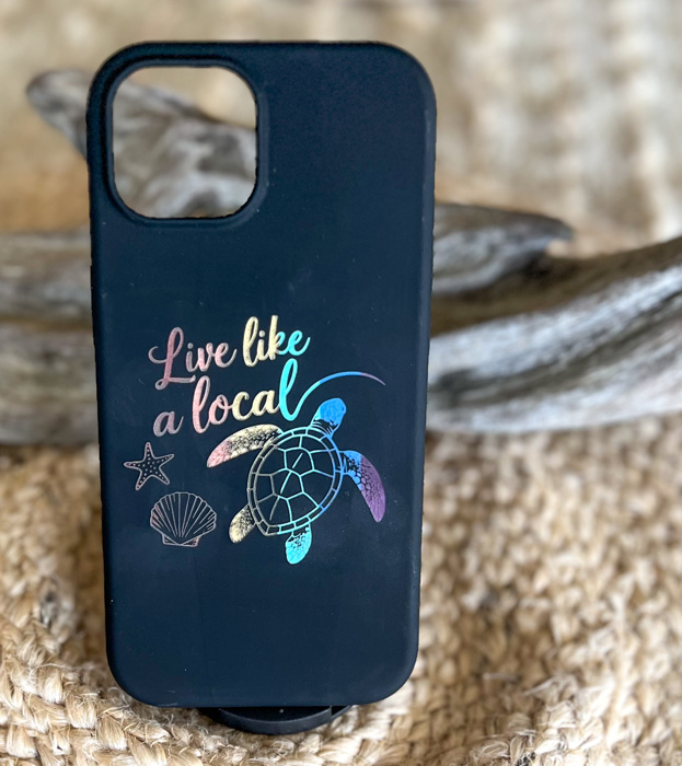 Sea Turtle Live Like a Local – Engraved Silicone Phone Case for iPhone 15