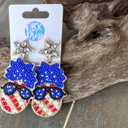  Patriotic Pineapple in Sunglasses Seed Bead Dangle Earrings