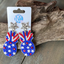  Patriotic Pineapple Seed Bead Dangle Earrings