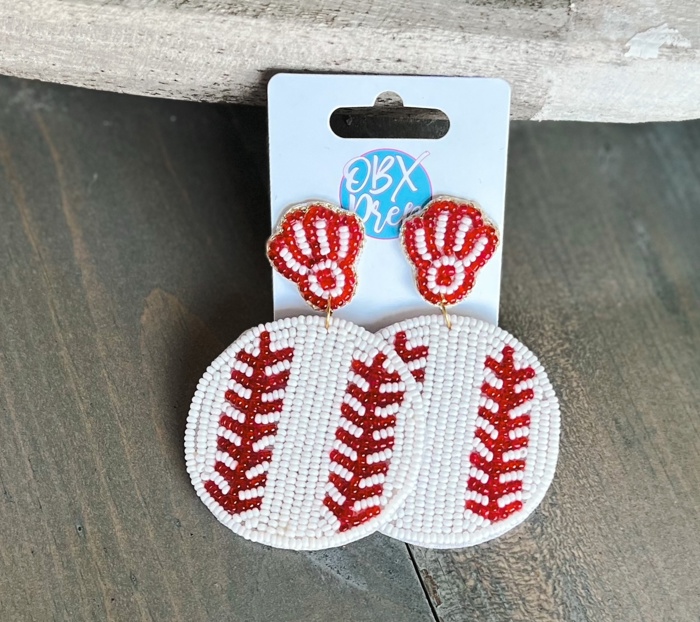 Handmade Seed Bead Baseball & Softball Dangle Earrings ⚾🥎 and Headbands - Jane Exclusive