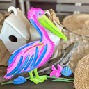  Hand Painted Coastal Pelican Sign | Birch Wood Wall Art | Preppy Maximalist Beach Decor | OBX Driftwood Pelican | Small or Large Size