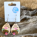  Pina Colada Hand Painted Birch Dangle Earrings – Tropical 3D Coastal Vibes with Rhinestone Accent