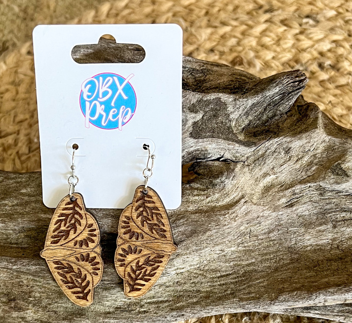 Handmade Birch Wood Folk Moth Earrings – Golden Oak Stained Boho Dangles