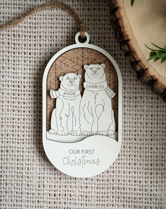Personalized Polar Bear Family Ornaments