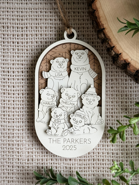 Personalized Polar Bear Family Ornaments