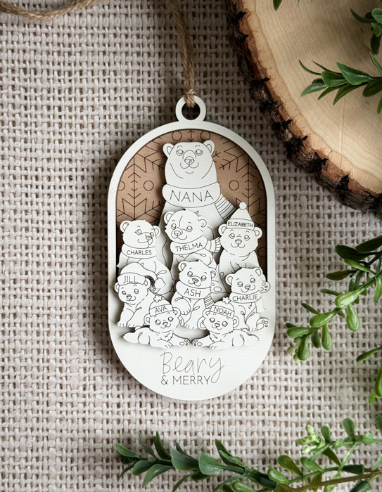 Personalized Polar Bear Family Ornaments