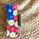 Patriotic Red White and Blue Floral Hand Painted Hair Claw 