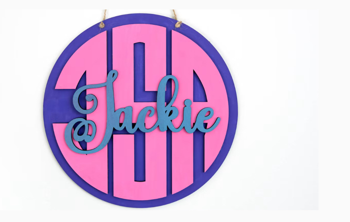 Monogram Name Room Decor Sign – Custom Painted Wood Gift
